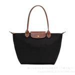 Ny Longchamp Le Pliage Tote Reseväska Nylon Stor & Liten Svart Black M