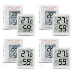 Lot Thermometre Interieur Maison 4 Pièces, Lcd Mini Digital Thermomètre Avec Hygromètre, Mesure De Précision Murale Pour Chambre Bébé, Culture Et Cave, Blanc