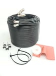 3m Black Twin Shotgun Satellite Coax Cable TV extension kit For Sky HD / Freesat