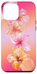 Coque pour iPhone 12 Pro Max Rose et orange dégradé hibiscus floral mignon aura été