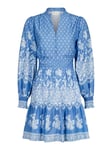 Malti Border Dress - Dusty Blue