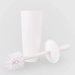 La Briantina Ensemble Brosse et Porte-Brosse de Salle de Bain, Complet WC avec Couvercle Pratique, Couleur Blanc