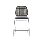 B&B Italia - Crinoline Outdoor High Stool C6PF, Tortora Interlacing, Tortora Frame, Seat Cushion, Fabric Outdoor 02, Super Scirocco 258 - Barstolar utomhus - Patricia Urquiola - Metall/Plast