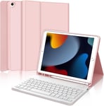 Clavier Ipad 9 Génération, Étui Avec Clavier Pour Ipad 10.2"" Avec Bluetooth, Clavier Magnétique Amovible Pour Ipad 9/8/7ème Génération 10.2"", Ipad Pro 10.5, Ipad Air 3, Rose Gold