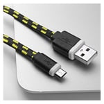 Cable Tressé 1m pour SAMSUNG Galaxy J3 2016 Smartphone Android Chargeur Connecteur Micro-USB Tissu Tissé Lacet Fil Nylon Univers - NOIR