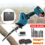 2 Battries 21V Reciprocating Saw Cordless Hand Saw Electric Wood Metal Cutter UK