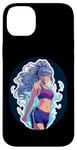 Coque pour iPhone 14 Plus Fille de style anime et manga aux cheveux bleus en tenue de sport