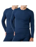 LAPASA Haut Thermique Homme Maillot de Corps à Manches Longues sous-Vêtements Chauds Automne/Hiver M09 Bleu Chiné (2 Hauts) L