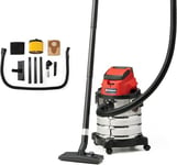 Einhell Power X-Change 20L Cordless Wet and Dry Vacuum Cleaner - 18V, Heavy Duty Stainless Steel Tank, 1.5M Hose, Blow Function - TC-VC 18/20 Li S Wet Dry Vacuum Cleaner (Battery Not Included)