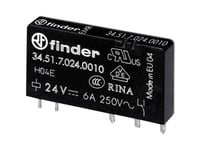 Finder Pcb-Relä 6A (10A), 1Co, 24V Dc Känslig Spole. 5 Mm Stiftavstånd. Agni Kontaktsats. Kan Monteras I 6,2 Mm Gränssnittsuttagsserie 93