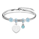 Hcvone Bracelet Lettre Initiale Prénom Pour Femme Argent Lettres A - Z Pendentif Bracelets Femme Charme Bijoux Idée Cadeau Femme Cadeau Femme Original Cadeaux Anniversaire Noël (F)