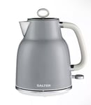 Salter Retro Kettle 1.7L Rapid Boil 360° Base Removable Limescale Cordless Grey