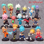 16-pack Dragon Ball Super Son Goku Vegeta Broly Buu Actionfigurer Leksaker 1st(16pcs) 16pcs