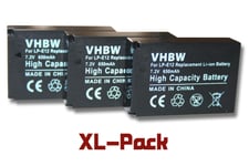 3x vhbw Li-Ion batterie 650mAh (7.2V) pour caméra Canon EOS 100D comme LP-E12.