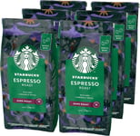 STARBUCKS Espresso Roast Dark Roast Whole Bean Coffee 200g (Pack of 6)