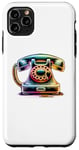 Coque pour iPhone 11 Pro Max Coloré Line Art Vintage Téléphone Vintage Fixe Cadran