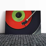 Big Box Art Canvas Print Wall Art Turntable Record Vinyl | Mounted and Stretched Box Frame Picture | Home Decor for Kitchen, Living, Dining Room, Bedroom, Hallway, Multi-Colour, 20x14 Inch