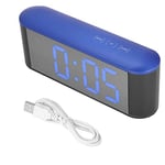 Garsent Electronic Alarm Clock, Portable Digital Mirror Alarm Clock with Thermometer, Snooze LED Alarm Clock for Travel, Bedroom, Living Room, etc(Blue Shell Blue Number)