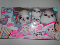 Airbrush Plush Family Pack With 4 Plush Characters | 240 Stencils and 8 Chalks