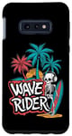 Coque pour Galaxy S10e Vintage Retro Squelette Wave Rider Surfeur Plage Été
