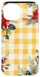 Coque pour iPhone 15 Jaune aquarelle florale rouge Buffalo Plaid Merry Christmas