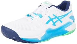 Asics Homme Gel-Resolution 9 Clay Sneaker, White Digital Aqua, 41.5 EU