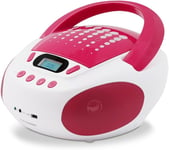 Lecteur CD Enfant MP3 Pop Pink avec Port USB Alimentation Secteur ou Piles - Blanc et Rose