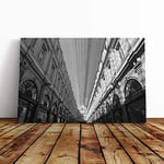 Big Box Art Canvas Print Wall Art Architecture Black and White (2) | Mounted and Stretched Box Frame Picture | Home Decor for Kitchen, Living Room, Bedroom, Hallway, Multi-Colour, 20x14 Inch