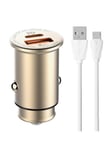 LDNIO C506Q USB USB-C Car charger + MicroUSB Cable