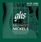 GHS™ Strings »BALANCED NICKELS - 4L-NB - 4-STRING BASS« Cordes pour Basse Électrique - Pure Nickel 205 - Light: 040-101