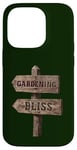 Coque pour iPhone 14 Pro Jardinage, panneau de signalisation en bois Bliss Garden