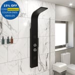 Thermostatic Shower Panel Column Tower Body Jets Twin Head Aluminium Black