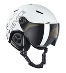 BLACK CREVICE Casque de ski Vail I Casque de ski avec visière en style pilote en différentes couleurs I Casque de ski hommes & femmes I en polycarbonate I Casque de ski respirant I Taille réglable (Large, mat blanc carbone/noir)