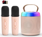 Micro Karaoke Enfant sans Fil avec 2 Micro Enfant Machine de karaoké kit de karaoké avec Effets changeants de Voix et lumières LED pour Enfants Cadeau Fille 4-12 Ans Anniversaire Jouet Fille