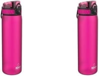 Ion8 Gourde, 500ml, Anti-Fuite, Facile à Ouvrir, Verrouillage Sécurisé, Lavable en Lave-vaisselle, Sans BPA, Poignée de Transport, S'adapte aux Porte-gobelets, Facile à Nettoyer, Rose (Lot de 2)