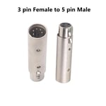 Adaptateur de convertisseur à boîtier métallique,XLR 3 broches vers 5 broches DMX,adaptateur d'éclairage audio,connecteur 5 vers 3 pour scène et éclairage hibou - Type 3pin Female to 5Male