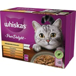 Aliments pour chat Whiskas Pure Delight Poulet Dinde Canard Oiseaux 12 x 85 g