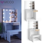 Coiffeuse coiffeuse Dekos Vicco commode de coiffeuse miroir blanc sonoma