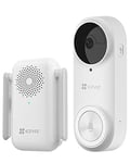 EZVIZ Wireless Video Doorbell Camera with Chime, No Monthly Fee, 256GB SD Card Storage, 2K Video, Human PIR Detection, 5200 mAh 4-Month Battery Life, 2.4GHz WiFi, Voice Changer, Alexa Control(DB2)