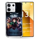 Cokitec Coque Renforcée pour Xiaomi Redmi Note 13 5G Manga Demon Slayer Noir