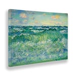 Giallobus - Cadre - Claude Monet - Mer agitée - Toile - 70x50 - Prêt à accrocher - Peintures Modernes pour la Maison