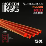 Tiges Acryliques - ROND 2,4 mm Fluor Rouge-Orange. Tige Volante Warhammer necron