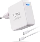 100W Usb C Chargeur Gan Ordinateur Portable Type C Pour Macbook Pro 16 15 14 Zoll,Macbook Air,Ipad Pro,Galaxy S23 S22,Dell Xps,Hp,Lenovo,Asus,Tablette, Téléphone,2M Usb C Vers C Câble