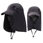 Utomhus UV-solskydd vandringskeps nackskydd flik bred brätte hatt sommar Dark Grey