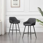 Lot de 2 tabourets de bar chaises en Cuir,Siège rembourrée, pieds en métal,tabouret. chaises à manger, bars, jambes métalliques - Jymtom