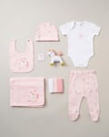 Rock A Bye Baby Girls 10-Piece Unicorn Print Hanging Gift Set - Pink - Size 0-3M