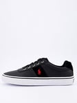 Polo Ralph Lauren Hanford Leather Trainers - Black/White, Black/White, Size 7, Men