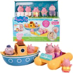 Tomy Toomies Peppa Pig Boat Adventure Set Bath Toys  Pedalo + 5 Figures NEW