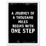 A Journey Of A Thousand Miles Begins With One Step Inspirational Positive Motivational Gym Workout Living Room Typography Artwork Framed Wall Art Prin