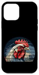 Coque pour iPhone 12 mini Rétro coucher de soleil blanc poulet/tête de coq jeu de volaille art